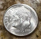 2011 P mint mark Roosevelt dime off center strike very good condition