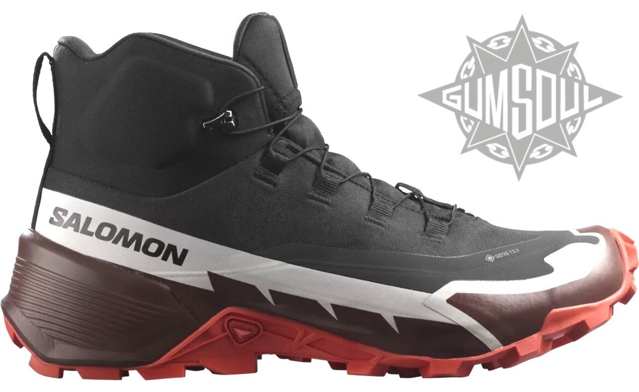 NUOVI STIVALI DA TREKKING SALOMON GORE TEX CROSS HIKE MID GTX 2 NERI ROSSI TAGLIA 10