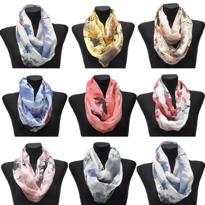 Seide Loop Schal Loopschal Rundschal Schlauchschal Tuch Tücher Damenschal Cotton