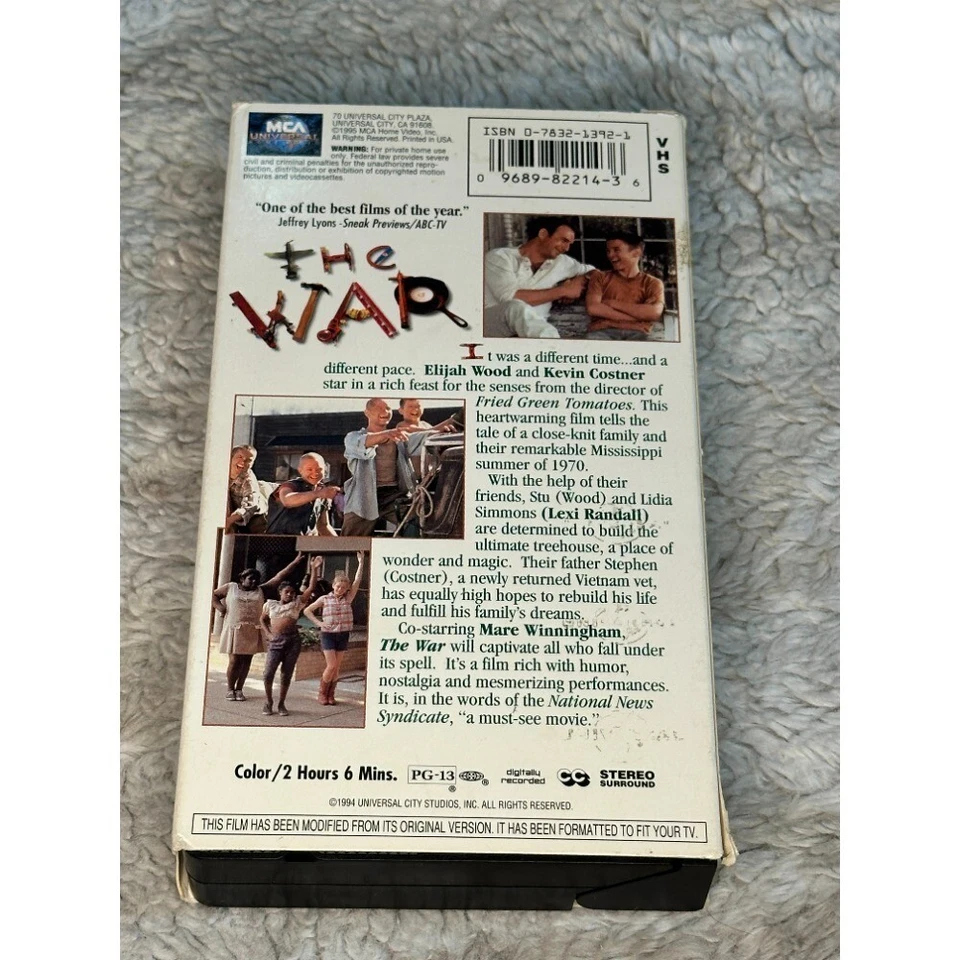 The War VHS Tape Kevin Costner Elijah Wood 1994 Movie Film Collectible Foto 4 de 4