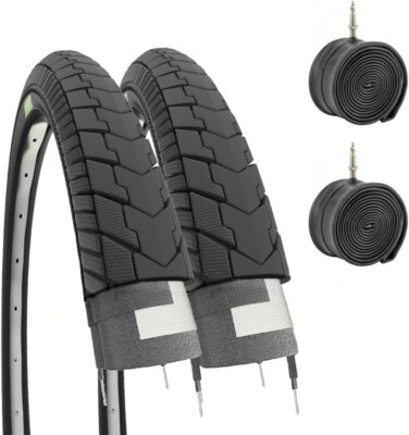 26 x 1.75 Slick Straßenreifen schwarz + 2 KAMMERN MTB 26 REIFEN CITY BIKE