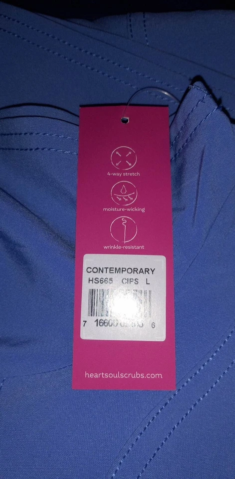 HeartSoul Women's Pitter-Pat Shaped V-Neck Scrub Top 20710 New W/Tag & HS Charm - Image 3 of 4