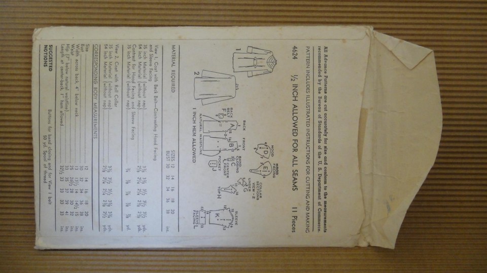 VINTAGE 1940' ADVANCE PATTERN #4624 SEWING MODEL WOMEN FASHION NEW YORK ...