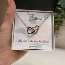 Girlfriend Valentines Day Gift Rose Love For Her Linked Heart Love Jewelry