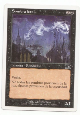 Feral Shadow Spanish Mtg MISPRINT. Flavor text is in rules text font - Imagen 1 de 4