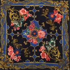 Berkshire Women's Multicolored Scarf Shawl Vintage Italy Square Blue 31x31  