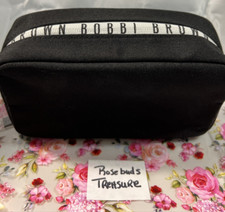 NEW Bobbi Brown Black Canvas Zippered Cosmetic Makeup Bag Case Rare Travel CUTE 