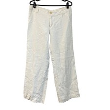 Banana Republic Womens White Straight Leg Beachy Linen Pants Size 34