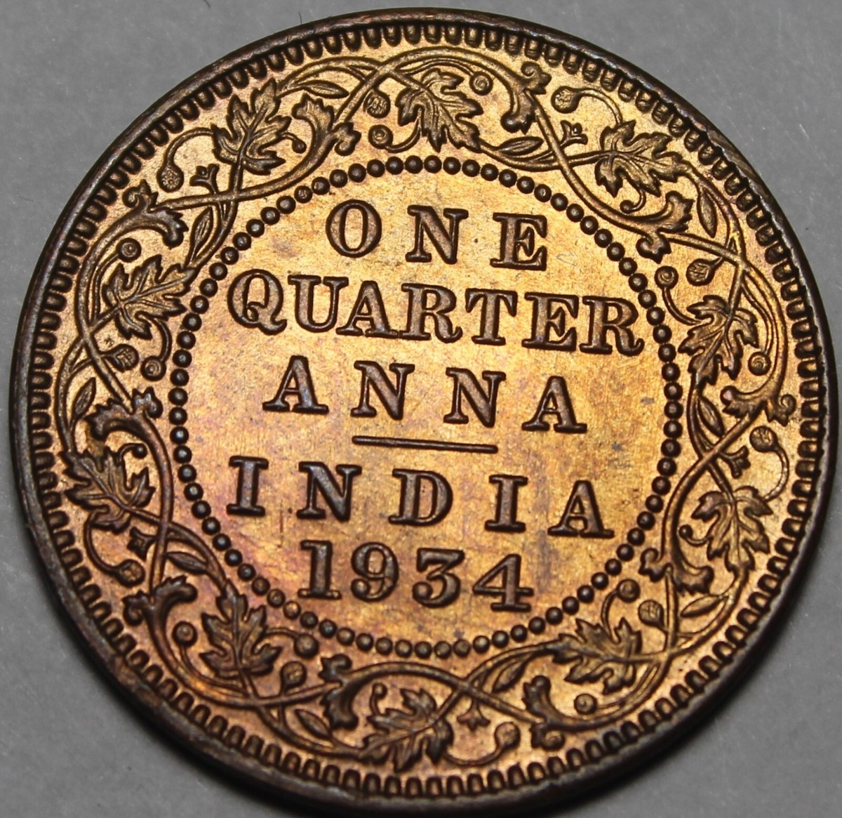 India One-Quarter Anna, 1934 Gem Unc~Red~Free Shipping | eBay
