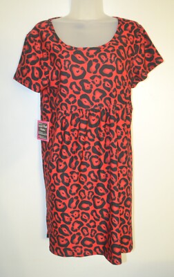 Too Fast, T Shirt Dress, Red, Leopard Print, Short Sleeve, Size XL
