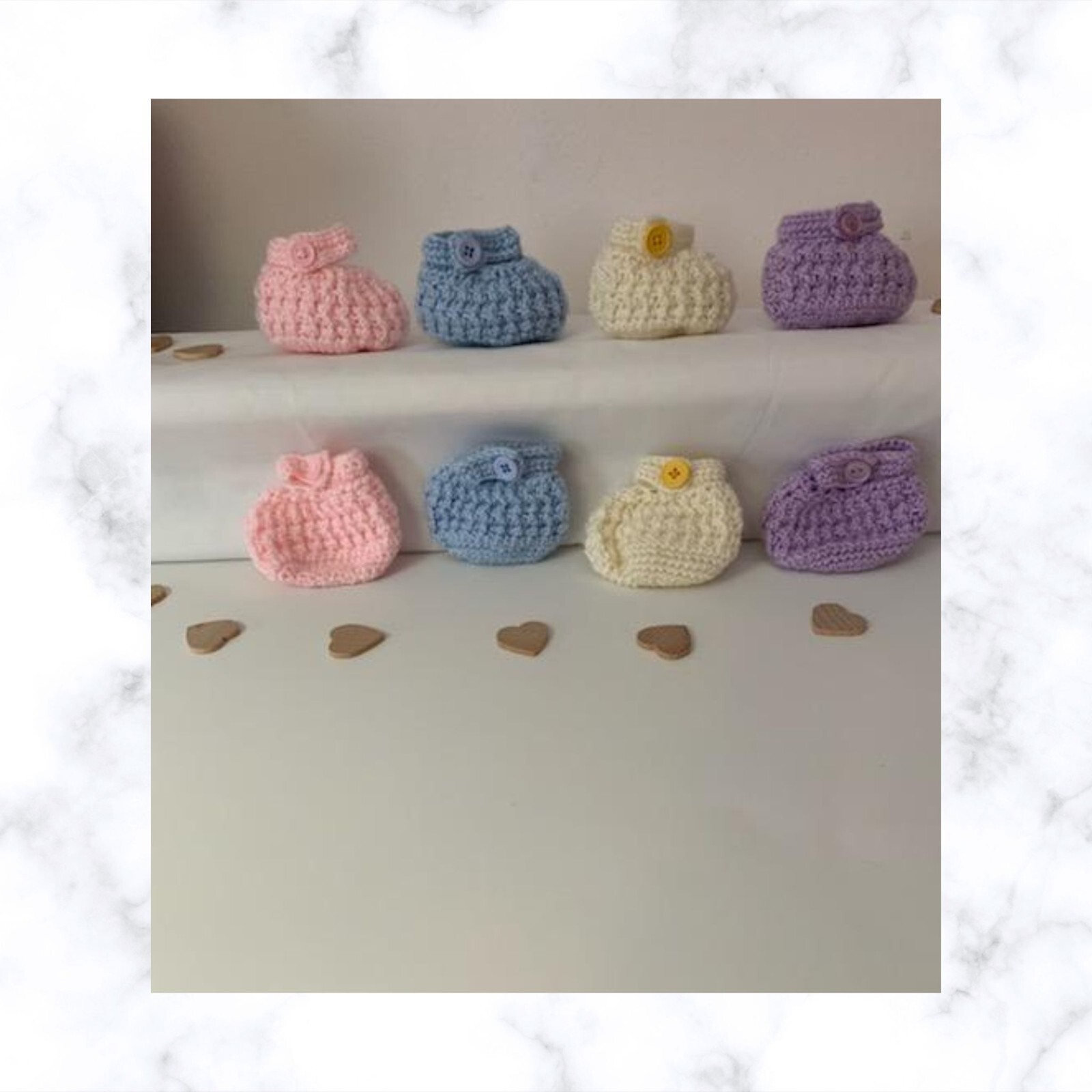 Handmade Crocheted Mary Jane Baby Girl Booties, Soft Baby Booties for Newborn