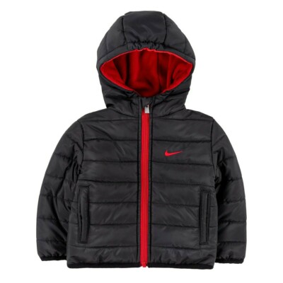 Nike Baby Boy Hooded Puffer Heavyweight Jacket BLK (Size 12