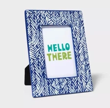 NWT~ Tabitha Brown 4 x 6 Silk Screen Blue White Abstract Picture Photo Frame