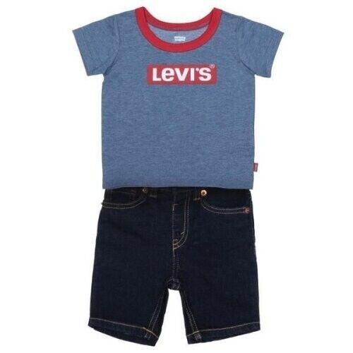 LEVI'S BABY BOY'S LOGO T-SHIRT & DENIM SHORTS SET - BLUE/NAVY, 9M, BNWT. RRP£45 - Picture 1 of 3