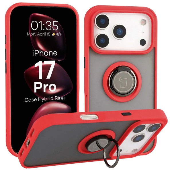 HandyhüLle Mit Fingergriff FüR Iphone 17 Pro Bizon Case Cover Etui GetöNt / Rot-image