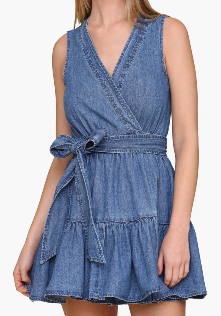 Denim Sleeveless Wrap Dresses for sale | eBay