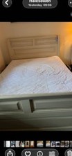 YP Furniture Roll Top Cream Wooden Bed No Mattress. 4ft6ins. COLLECTION ONLY