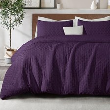 Jacquard Checkerd Extra Soft Queen Comforter Set - Full/Queen 90"X90" Purple