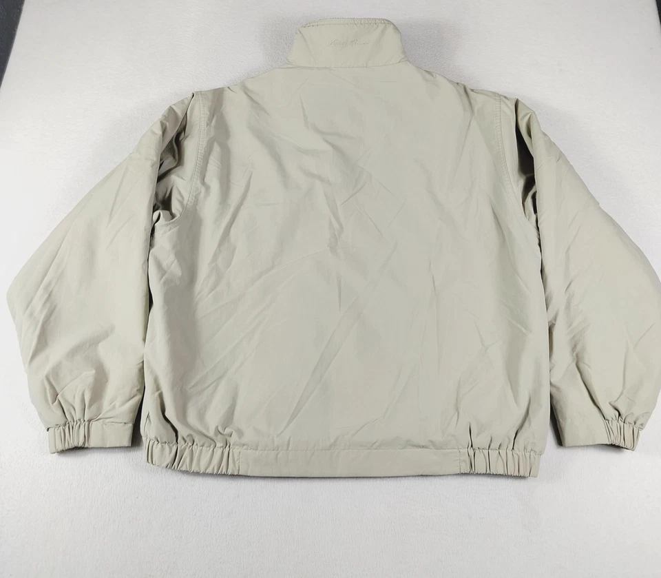 Eddie Bauer Jacket Mens Large Beige Polartec Fleece Lined Nylon Bomber Full Zip - Image 3 of 4