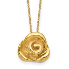 14k Yellow Gold Polished Puffed Rose Flower Pendant Necklace 18"