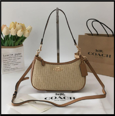 COACH CR350 Teri 2way Crossbody Shoulder Bag Latte Brown Leather Outlet New