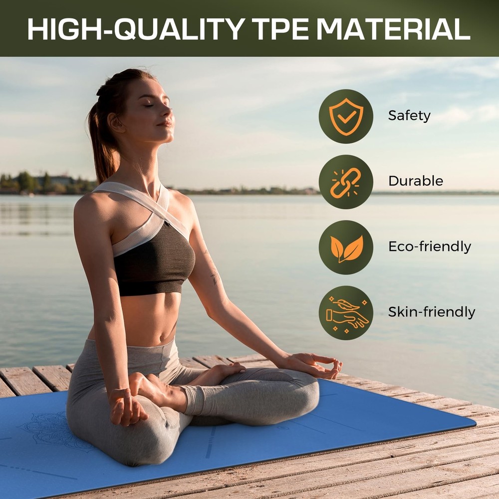 Non-Slip Blue TPE Yoga Mat 3/16 Thick Anti-Tear for Women & Men Non-Slip Blue TPE Yoga Mat 3/16 Thick Anti-Tear for Women & Men