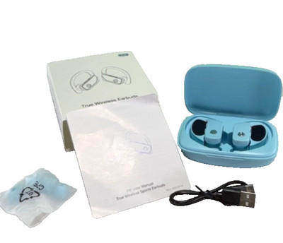 T16 Wireless Bluetooth Sport Earbuds Earhook Headphones w/ Case Blue Open Box