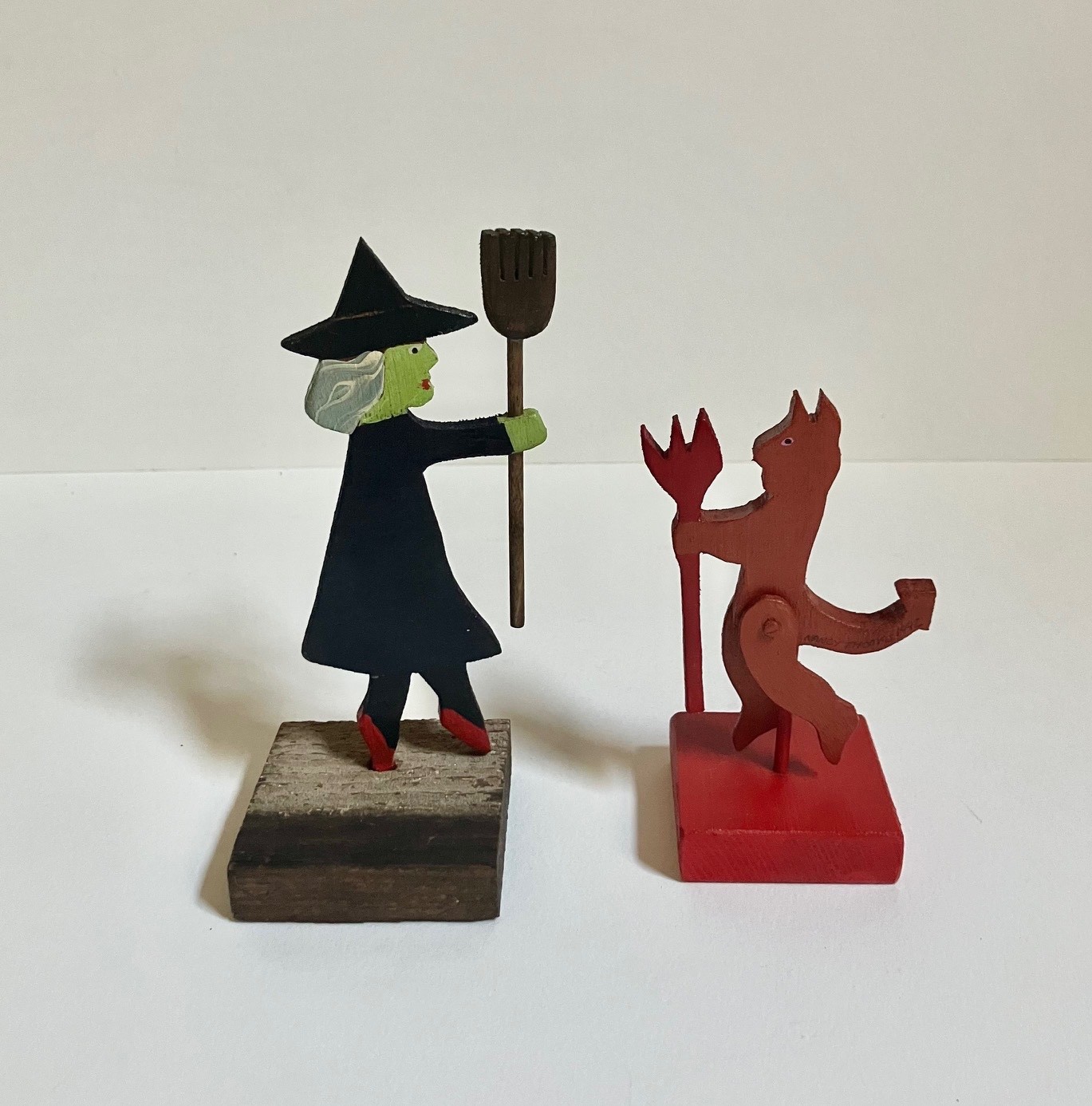 Nancy Thomas 1992 Witch and Little Devil - Folk Art