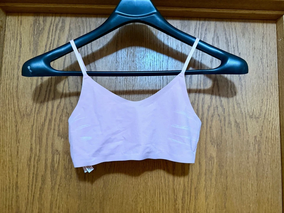 New Victorias Secret Pink/White Wireless Bralette Lace Back Womens M Medium - Image 3 of 4