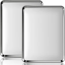 2 Pack Jelly Roll Pan 15.9” X 12” Stainless Steel Cookie Sheets for Baking, Non