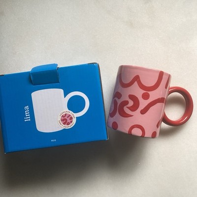 Que Rico Red Pink Squiggly Lima Handmade Mug from Spain Waterproof