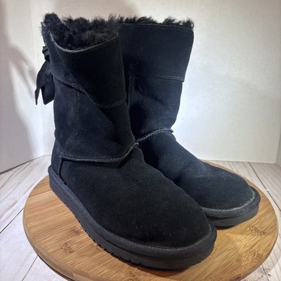 Koolaburra By Ugg Boots Womens Sz 8 Andrah Black Mid Calf Suede Faux Fur Lined