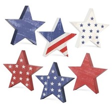 COCHIE 4th of July Decorations Wooden Star Set of 6, Labor Day Decor, Vintage