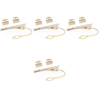  4 Sets Strass -Männer Krawatte Krawatte Clip Business Shirts Manschettenknöpfe