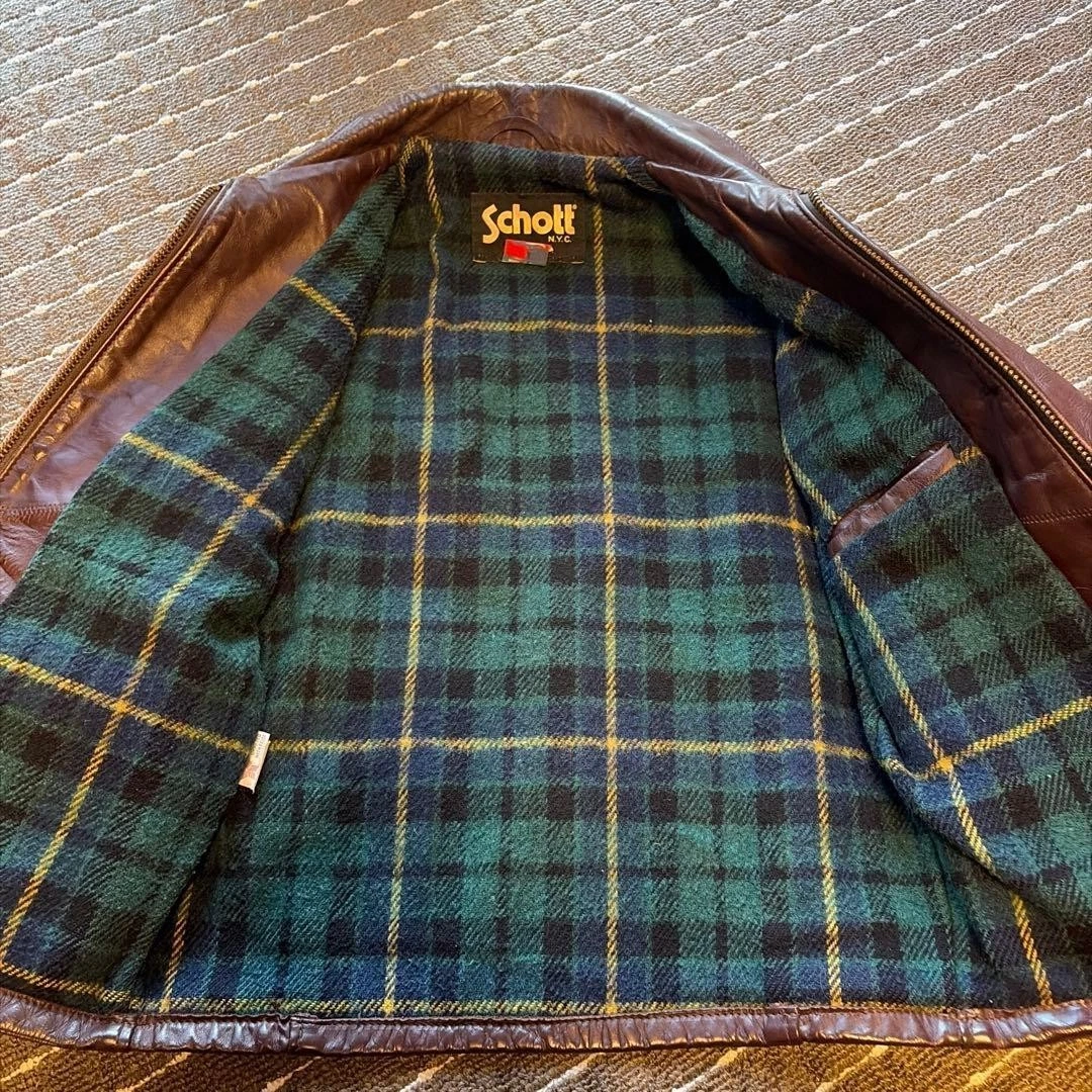 Chaqueta de cuero SCHOTT 691SVS Trucker marrón 38 años 80-90 rara...