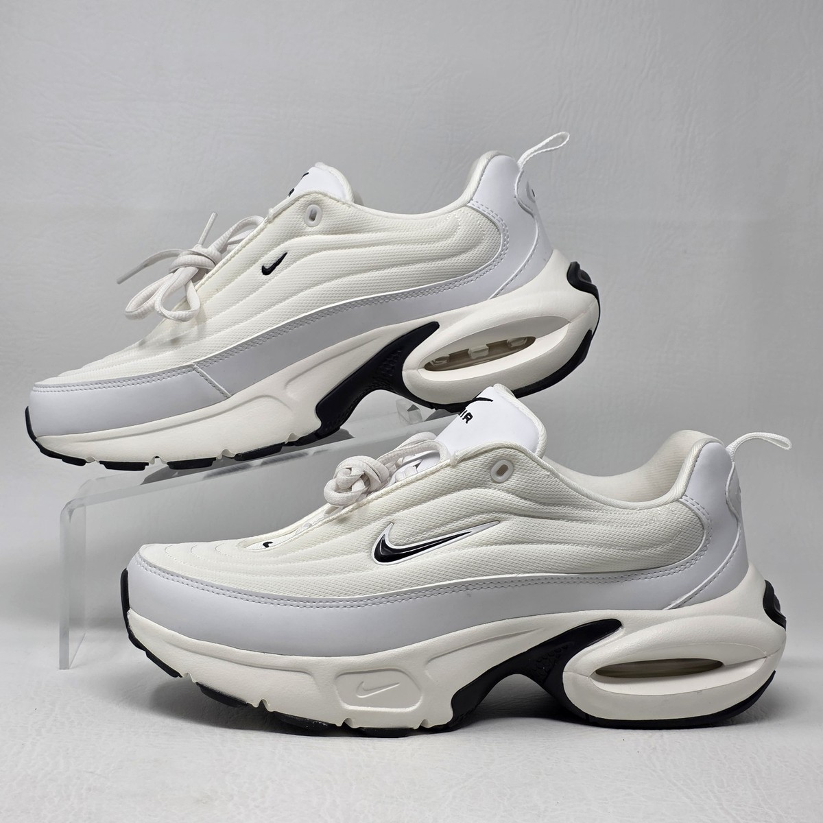 nike air max exosense sneakers in silver and cream