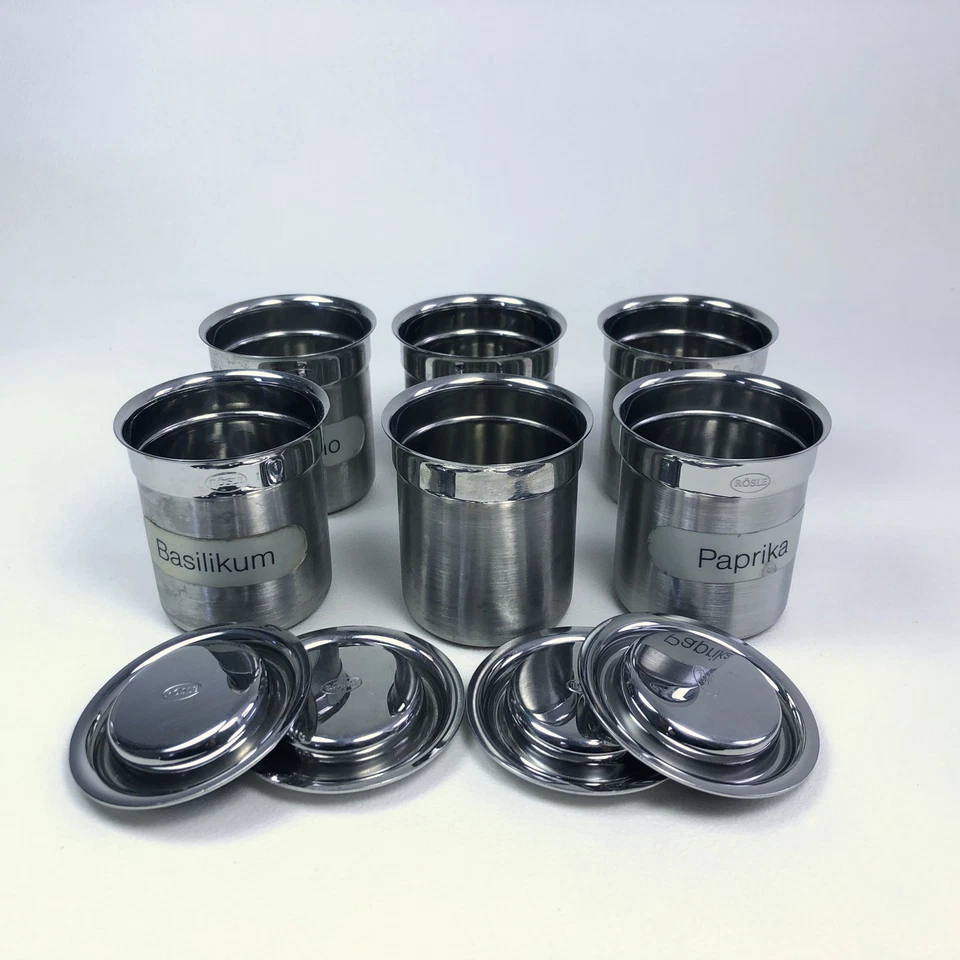 ROESLE Rösle Offene Küche 6 x Gewürzdose Dose 4 x lose Deckel Edelstahl 0,1l.  - Image 3 of 3