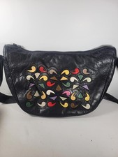 Vintage Montaldo Black Leather Handbag Made I...