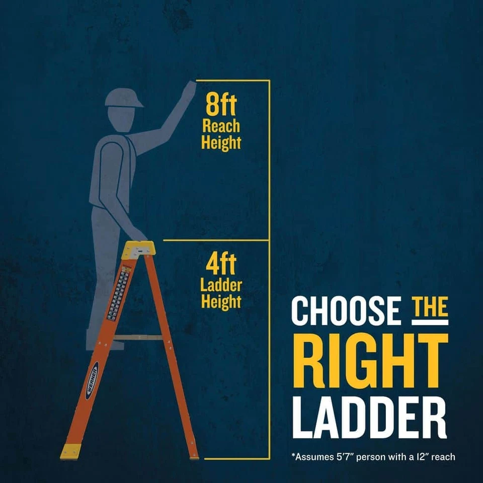 Escalera p (alcance de 4 pies de altura) con capacidad de carga de 300 lb tipo IA clasificación de trabajo NXT1A04 Foto 4 de 4