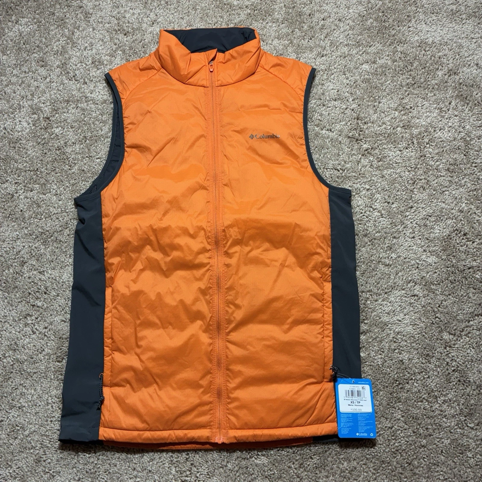 COLUMBIA MENS VEST Nelson Mountain EXS Size XS Zip Front Omni-Shield Outdoor NWT