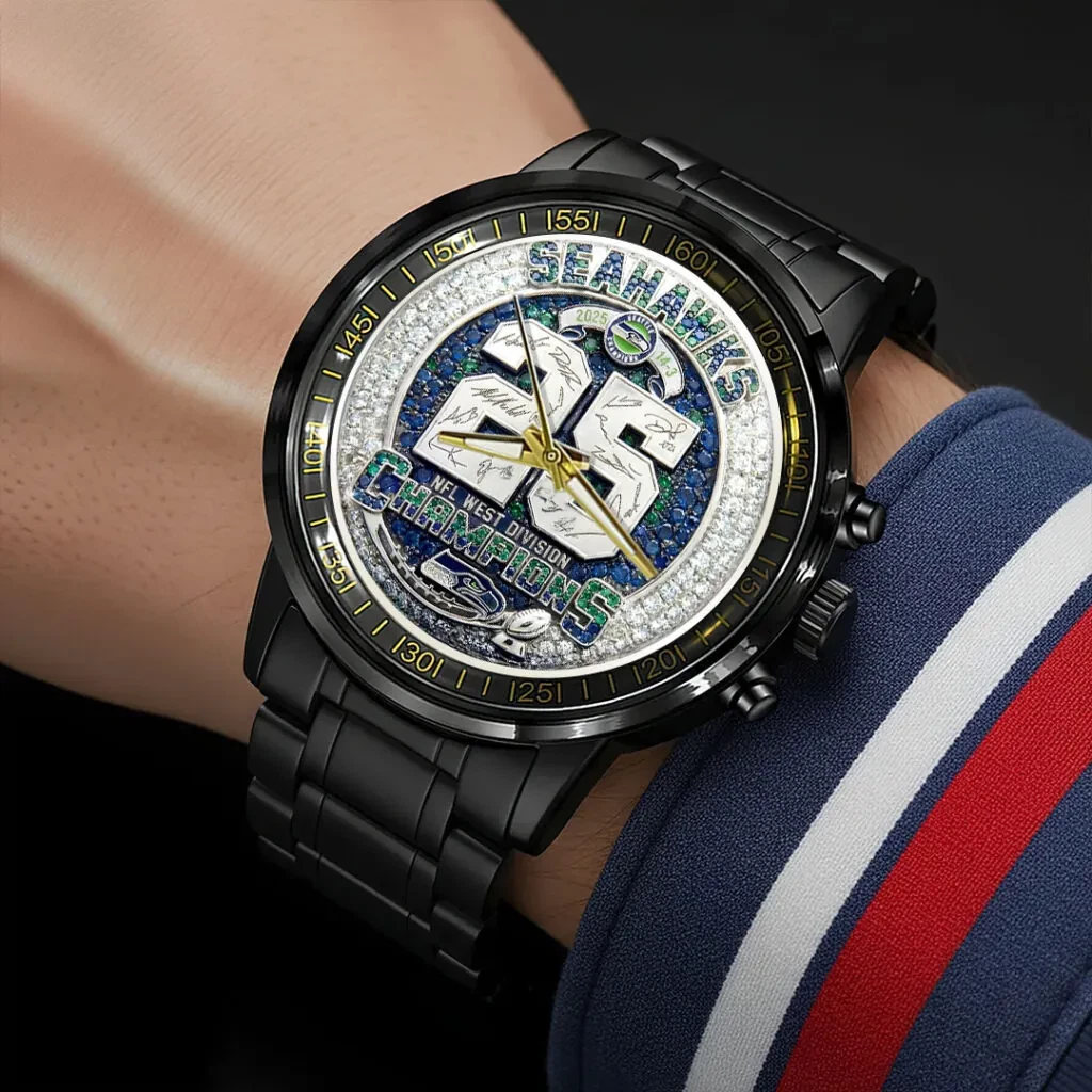 Seahawks 2025 NF.C West Champions Black Stainless Steel Watch