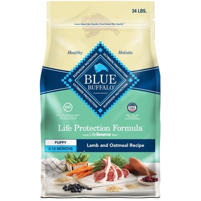 Blue Buffalo Life Protection Puppy Dry Dog Food Lamb & Oatmeal DHA ARA 34-lb