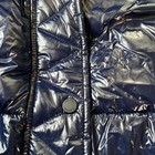 Hollister Wet Look Puffer Jacket Navy Blue Hooded Quilted Womens Size Large NWT — photo 8