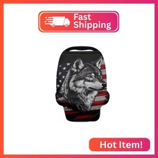 Belidome Wolf American Flag Nursing Cover Up for Breastfeeding 4th of July Baby