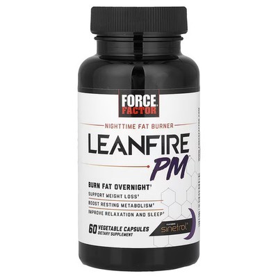 Force Factor LeanFire PM, Nighttime Fat Burner 60 Caps Sleep Support