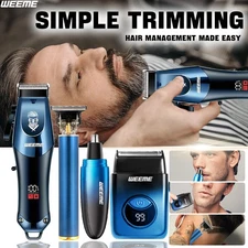 2/3/4Pcs Set Cordless Men Hair Clipper Rechargeable Haircutting Trimmer Kit Gift