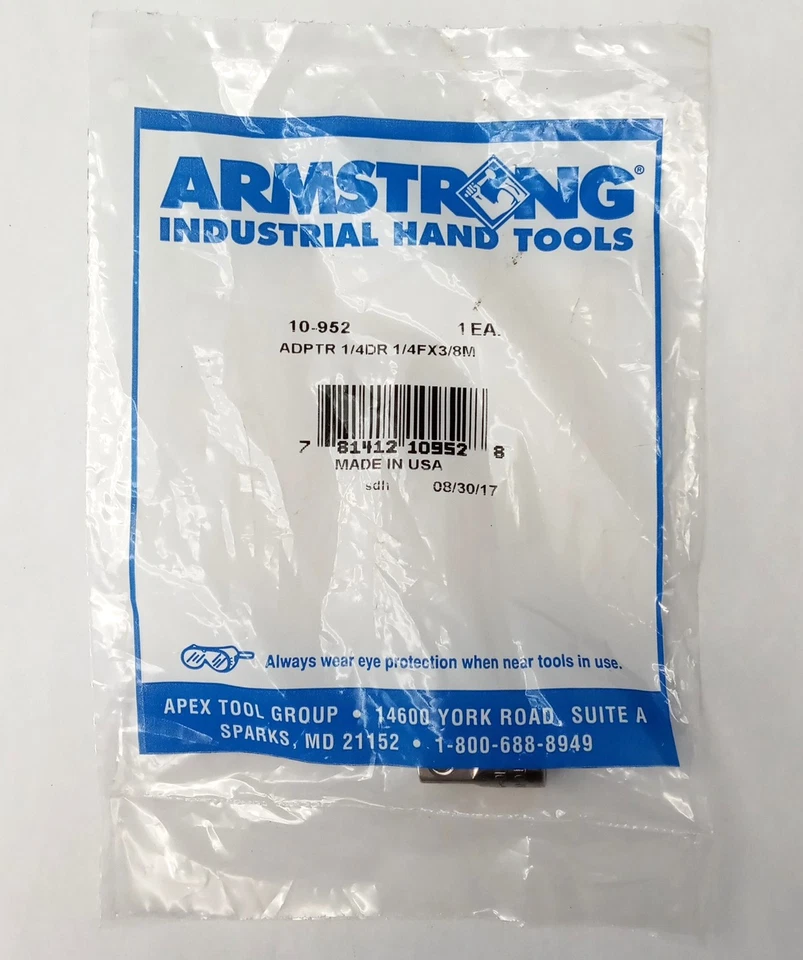 Armstrong 1/4" Drive, 1/4" Female x 3/8" Male Adapter USA 10-952 - Image 2 of 3