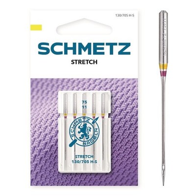 SCHMETZ - 5 Nähmaschinennadeln Stretch - 130/705 H-S - Nadeldicke: 75/11