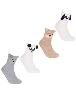 Damen Neuheit Kuschelsocken in Geschenkbox süße Tier flauschige Socken UK4-8