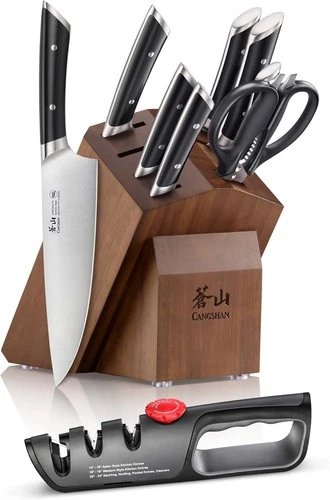 Cangshan HELENA Series German Steel Forged Knife Block Set (10-Piece, Black)